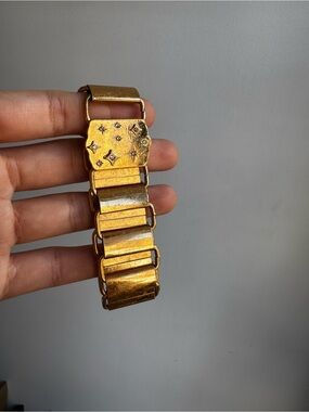 Rare Vintage Gold-Tone Celestial Book Bracelet with Star Accent